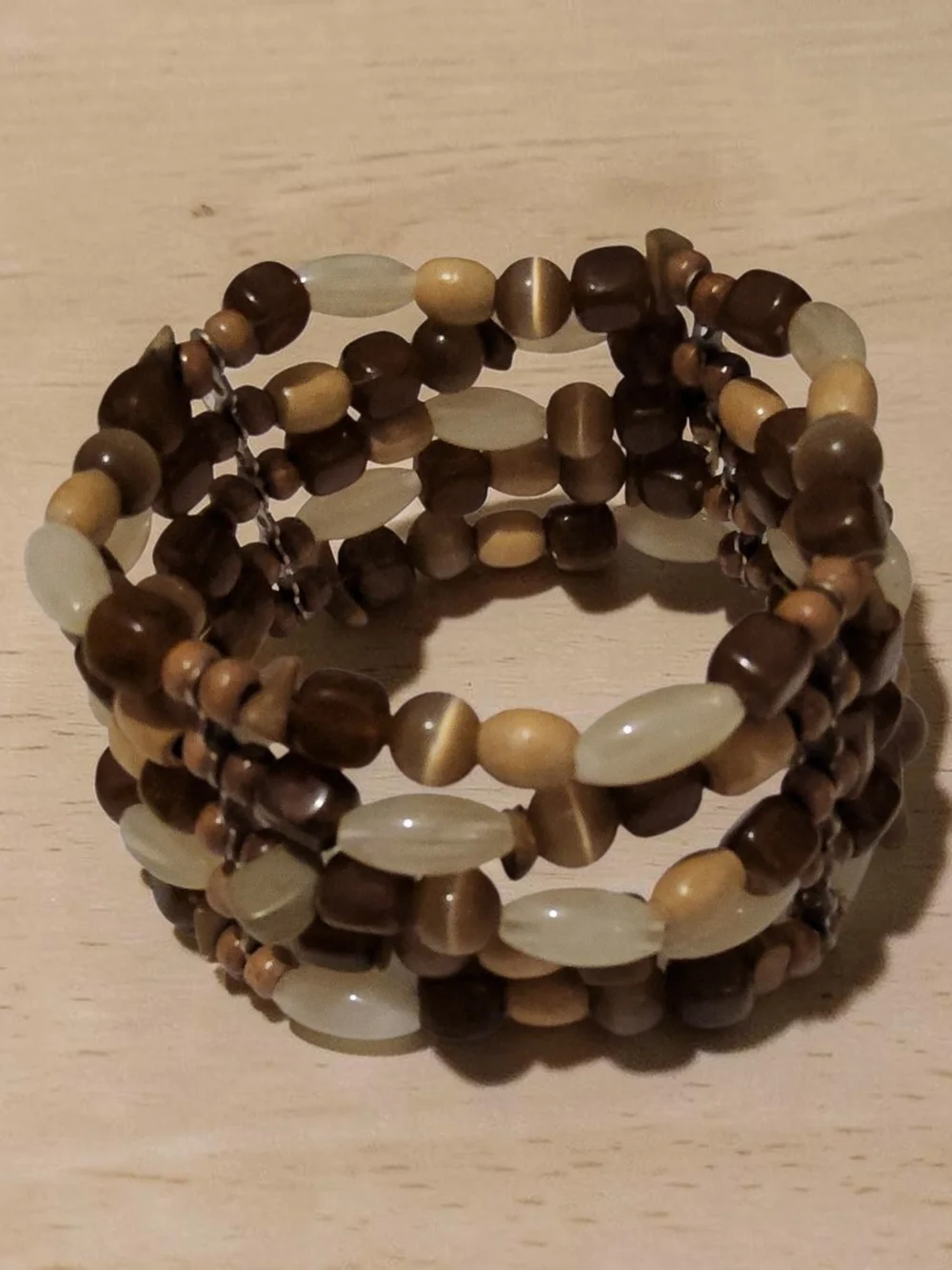 10 / $10 Handcrafted Brown Multi-Bead Stretch Bracelet